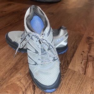 Fila Light Gray and Blue Athletic Shoes